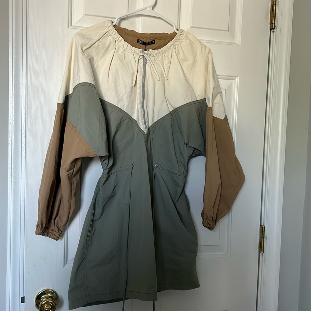 Zara Nylon Zip Front Back Cutout Dress